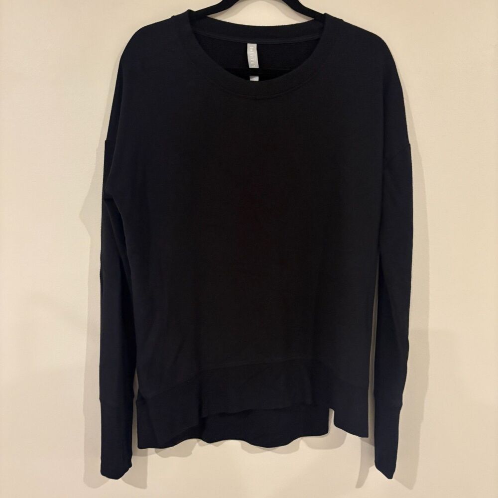Athleta Long Sleeve Cotton Blend Pullover Sweatshirt Black Small - Picture 2 of 7